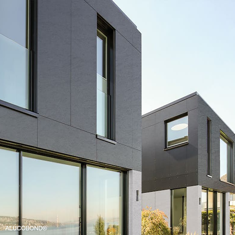 Bardage d'habitation en aluminium composite ALUCOBOND® gris et anthracite